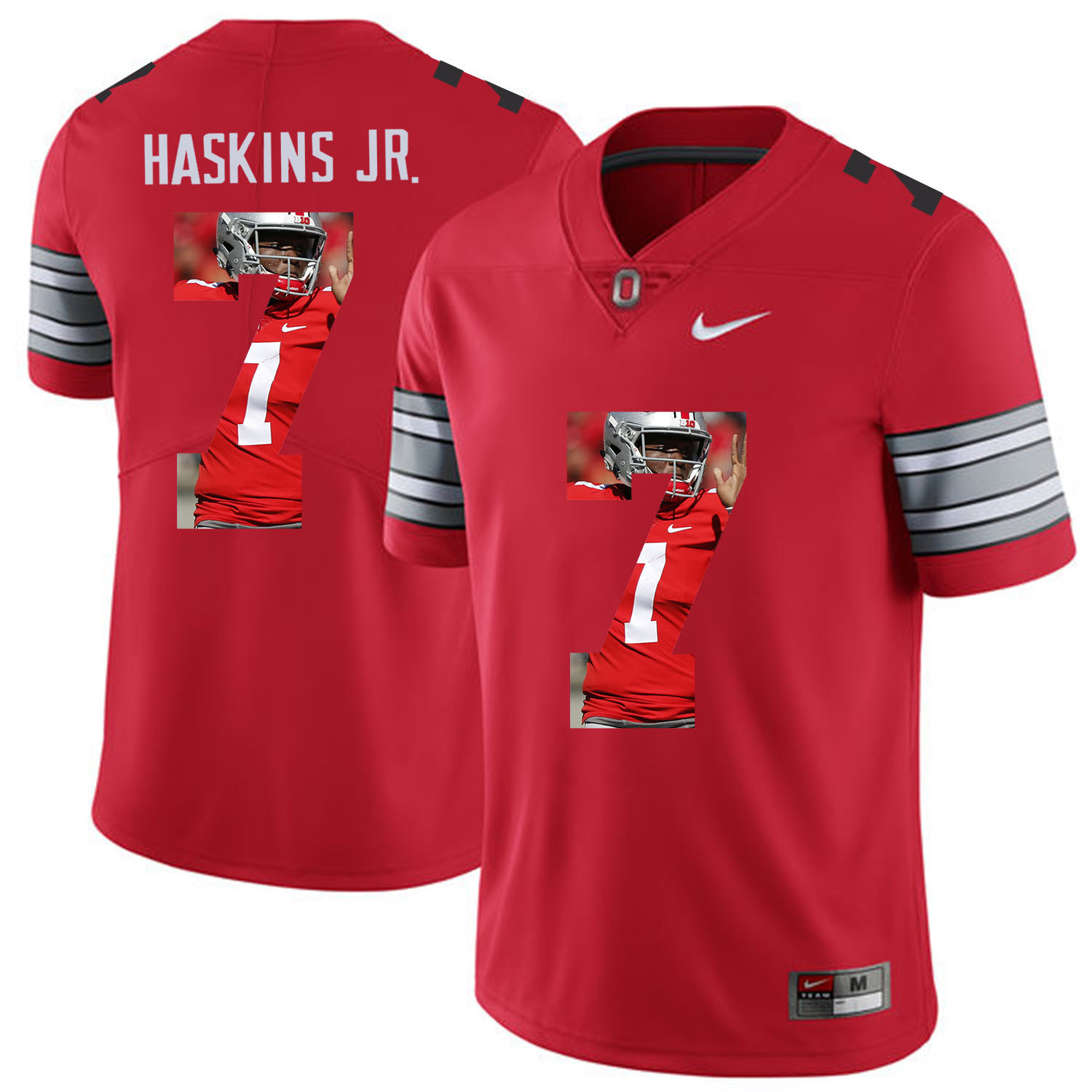 Men Ohio State #7 Haskins jr Red Fashion Edition Customized NCAA Jerseys